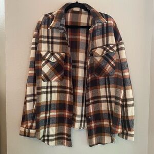 NWOT Button Up Plaid Jacket (100% Polyester)